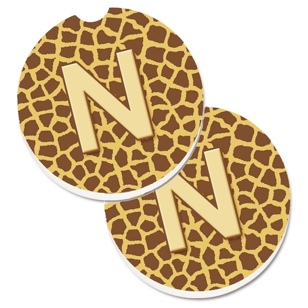 Carolines Treasures Monogram Initial N Giraffe Cup Holder Car Coaster, PK2 CJ1025-NCARC - main